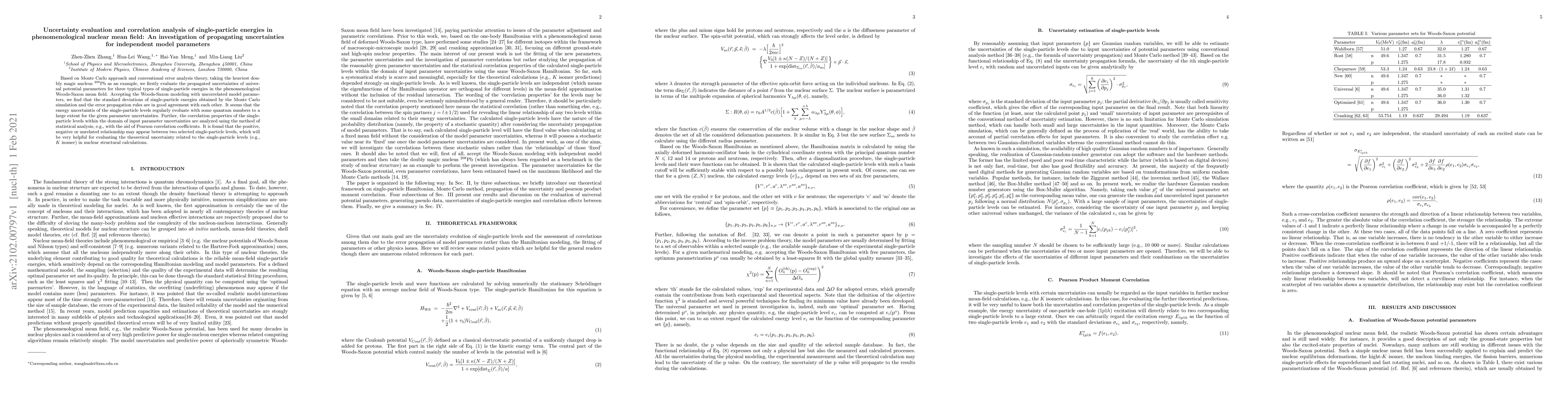 Thumbnail for Uncertainty evaluation and correlation analysis of single-particle
  energies in phenomenological nuclear mean field: An investigation of
  propagating uncertainties for independent model parameters