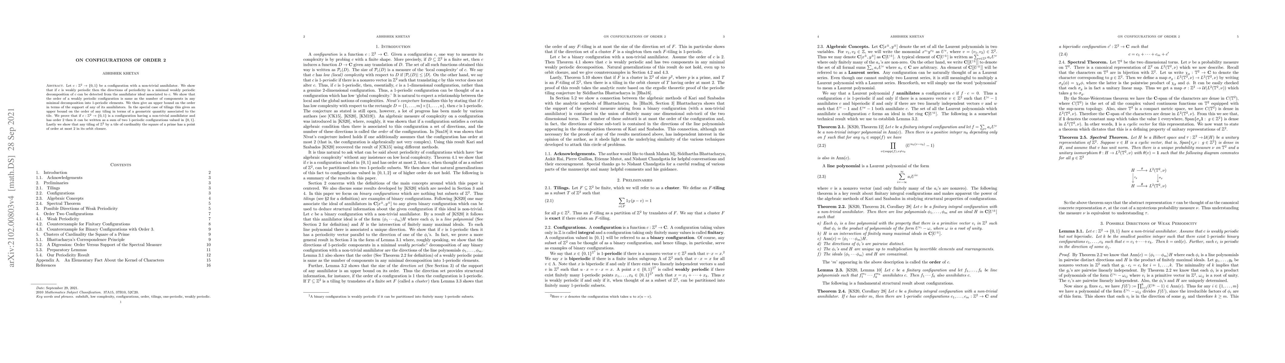 Thumbnail for On Configurations of Order 2