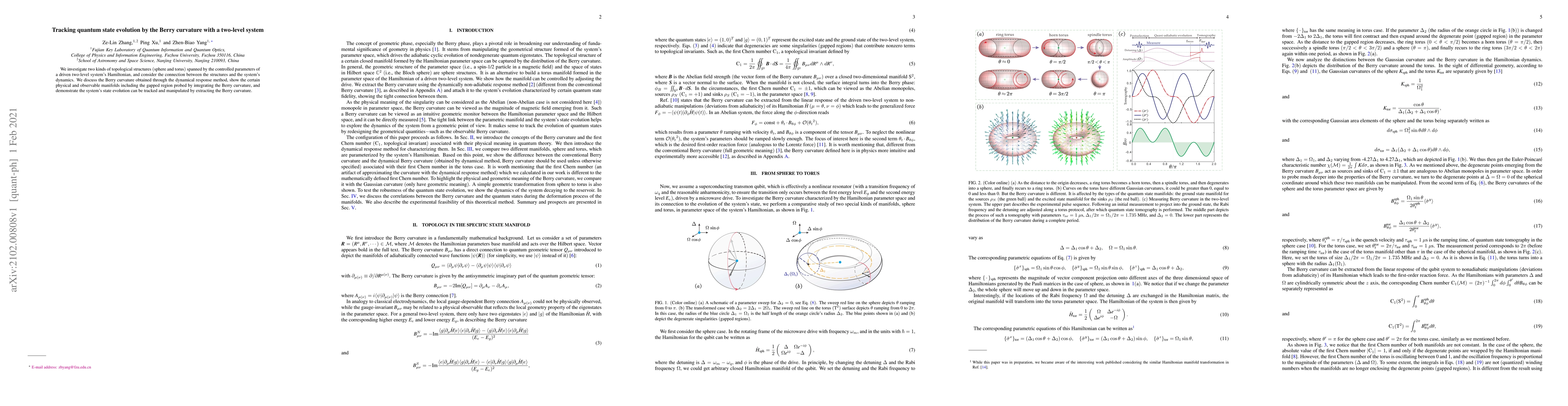 Thumbnail for Tracking quantum state evolution by the Berry curvature with a two-level
  system