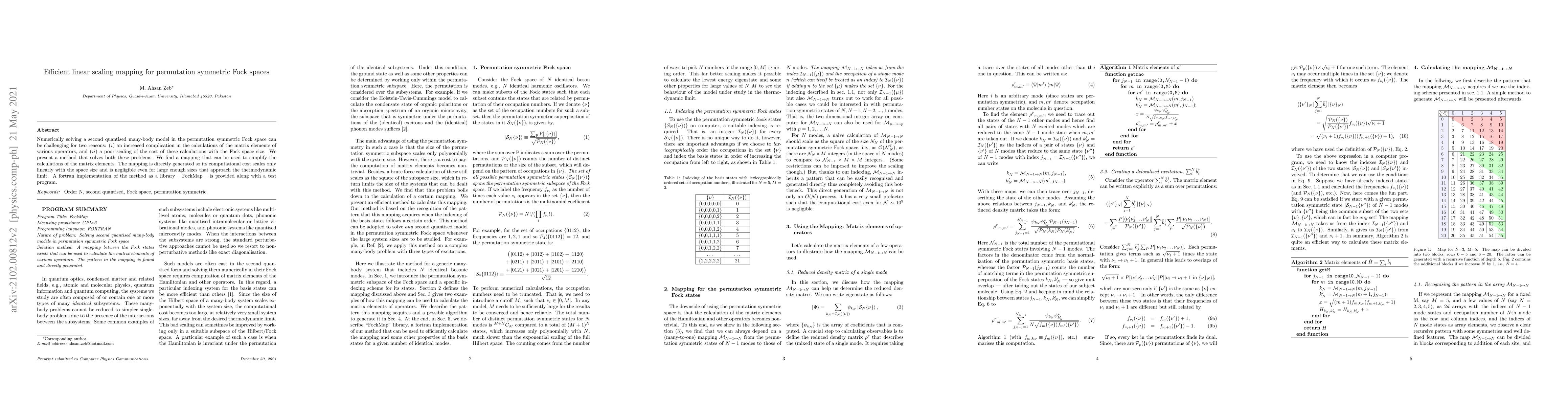 Thumbnail for Efficient linear scaling mapping for permutation symmetric Fock spaces