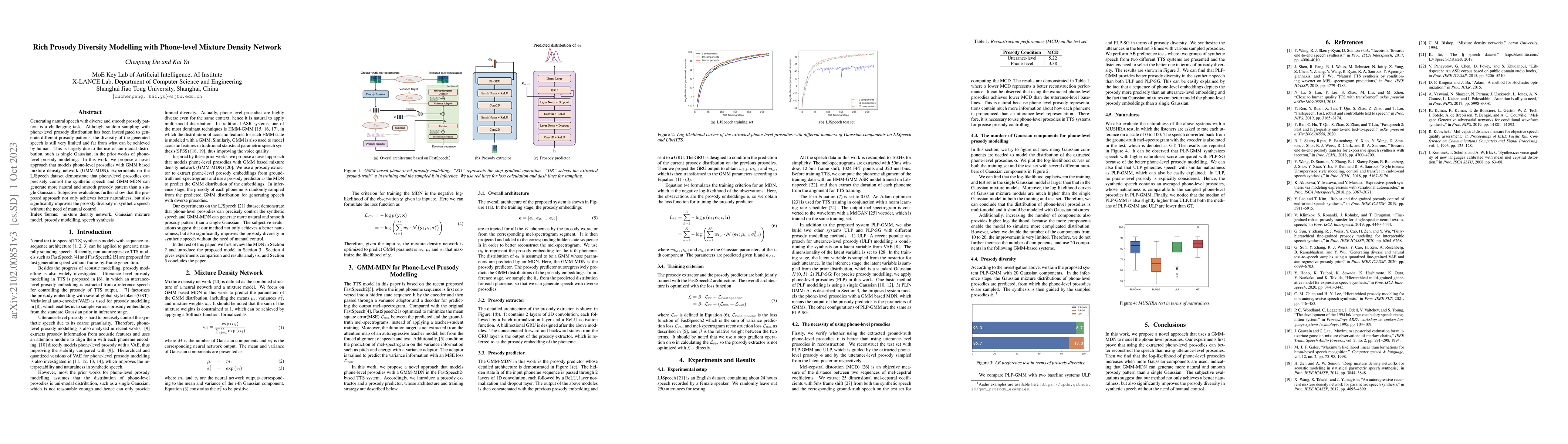 Thumbnail for Rich Prosody Diversity Modelling with Phone-level Mixture Density
  Network