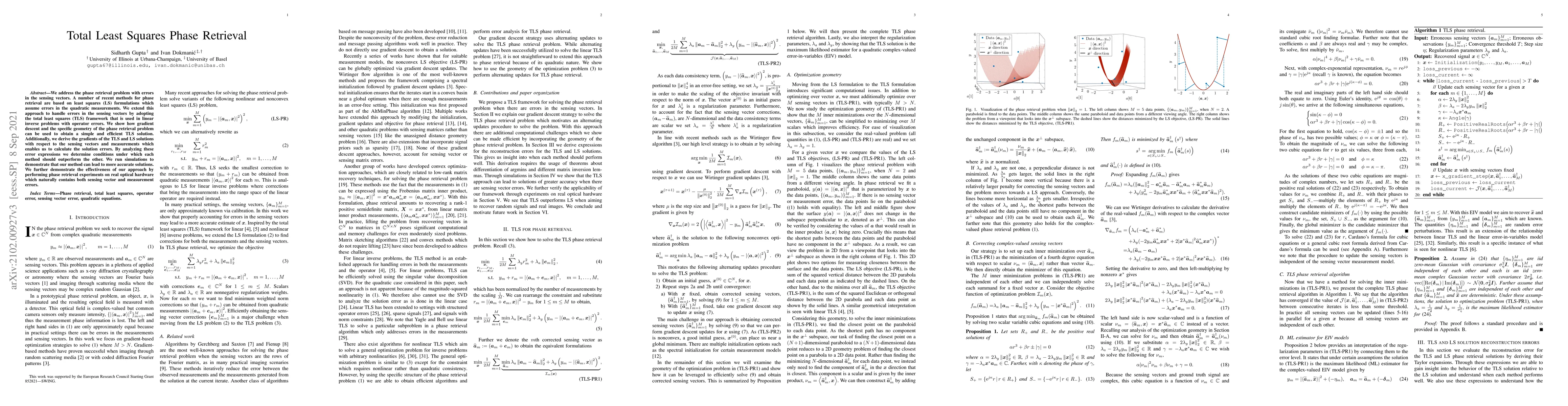 Thumbnail for Total Least Squares Phase Retrieval