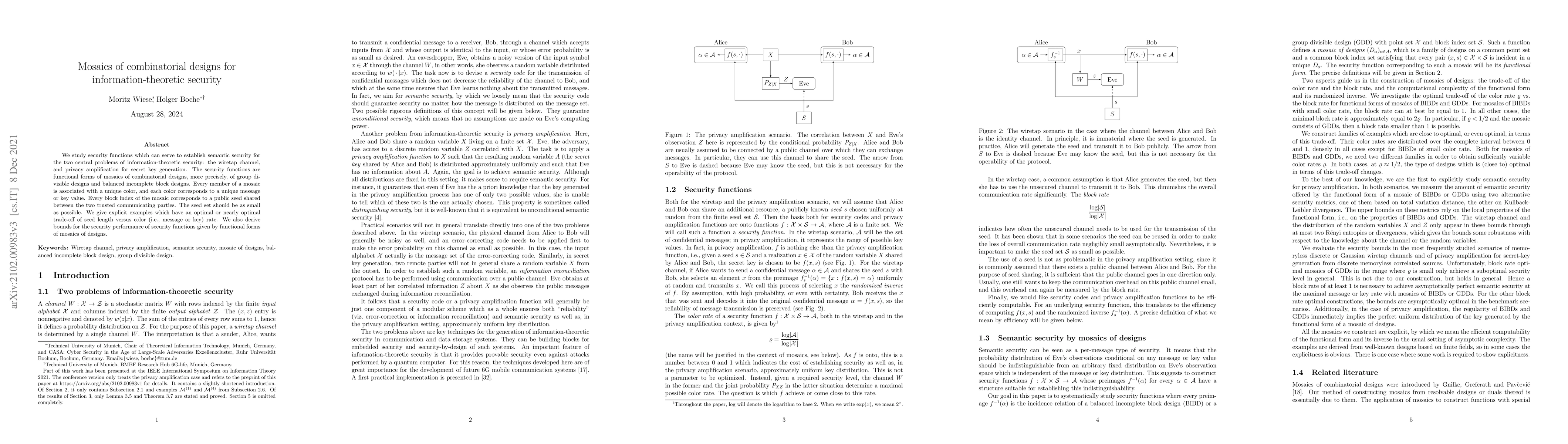 Thumbnail for Mosaics of combinatorial designs for information-theoretic security