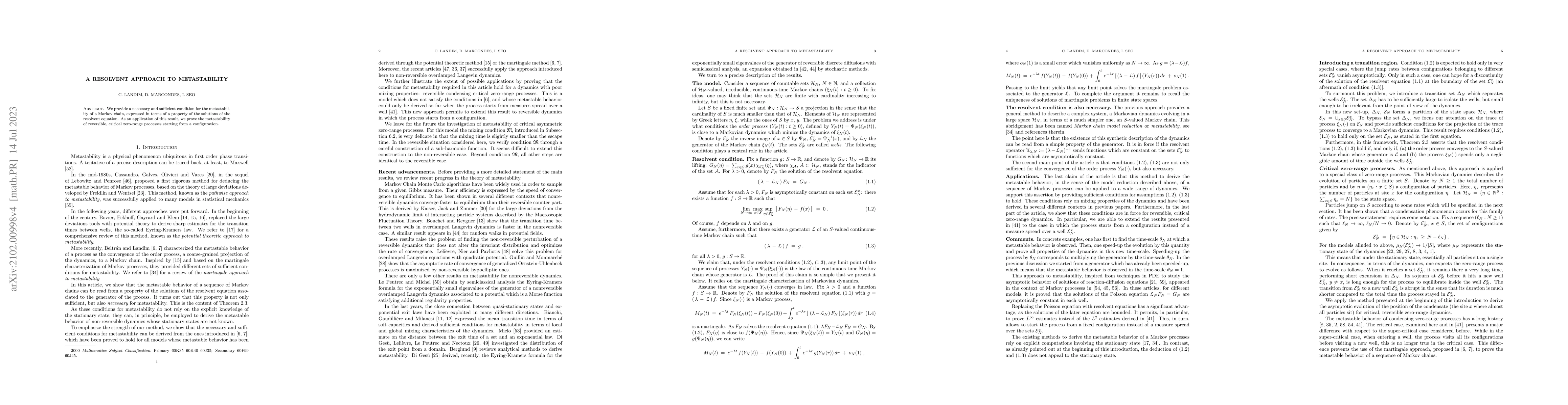 Thumbnail for A Resolvent Approach to Metastability