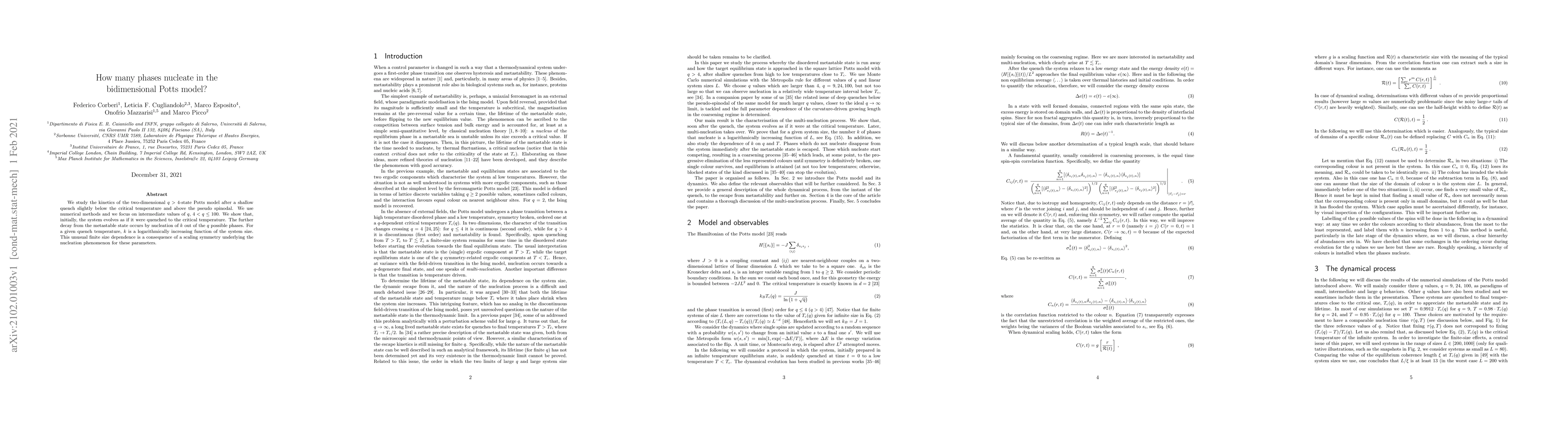 Thumbnail for How many phases nucleate in the bidimensional Potts model?