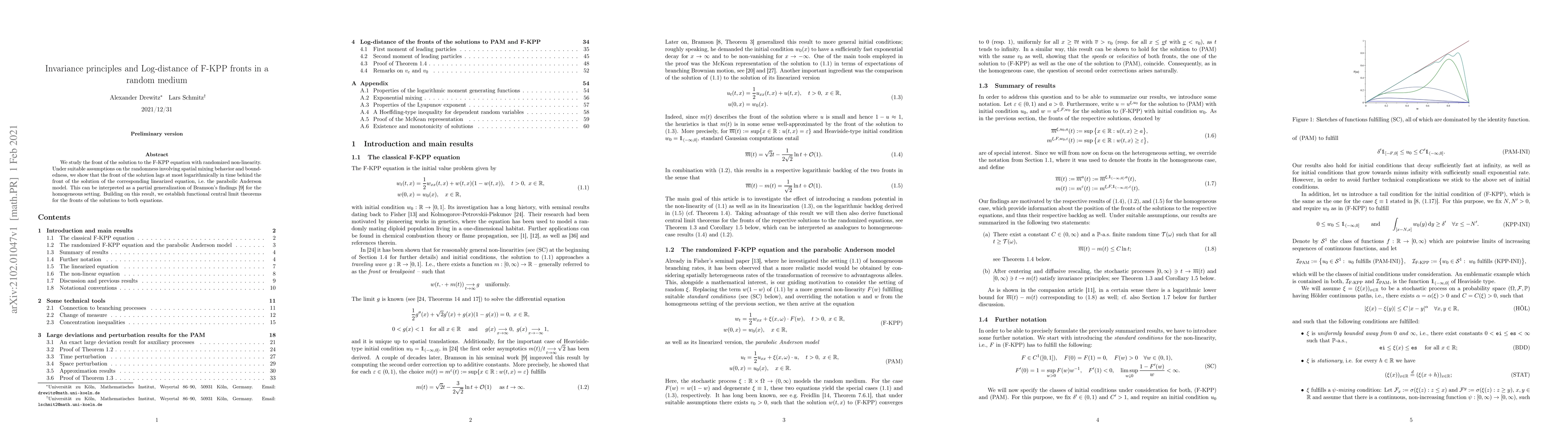 Thumbnail for Invariance principles and Log-distance of F-KPP fronts in a random
  medium