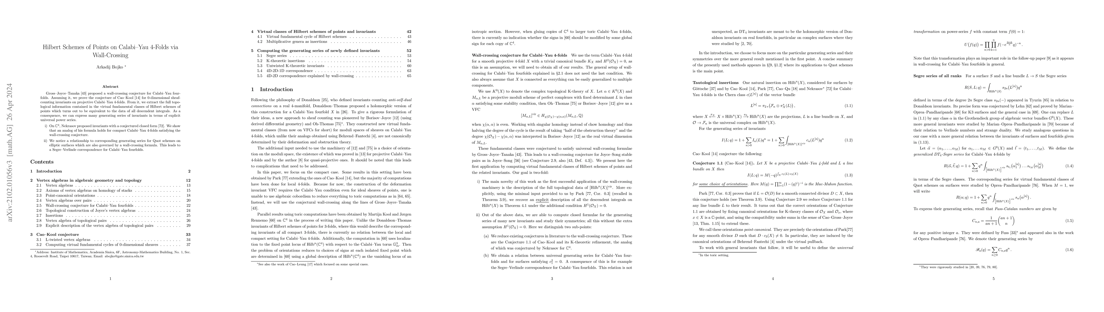 Thumbnail for Wall-crossing for zero-dimensional sheaves and Hilbert schemes of points
  on Calabi-Yau 4-folds