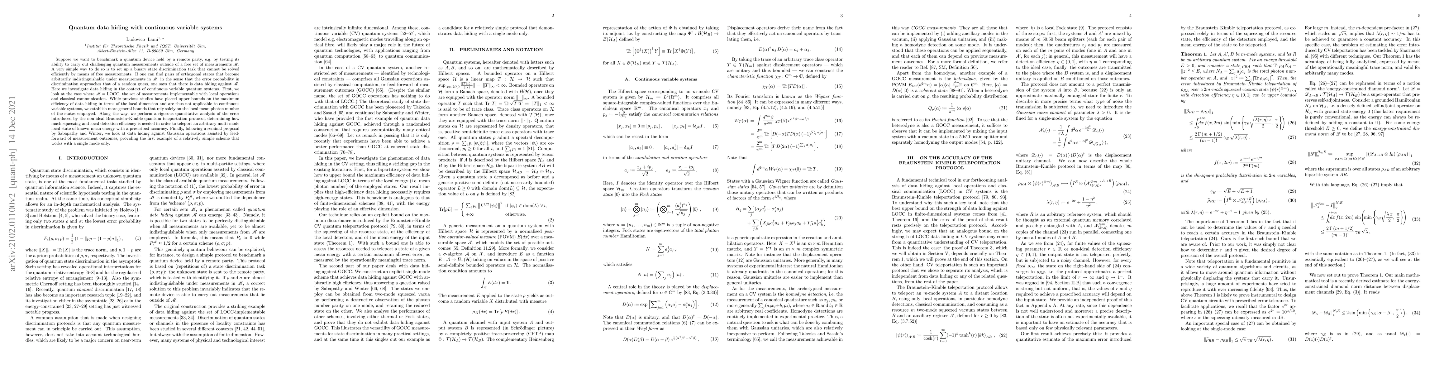Thumbnail for Quantum data hiding with continuous variable systems