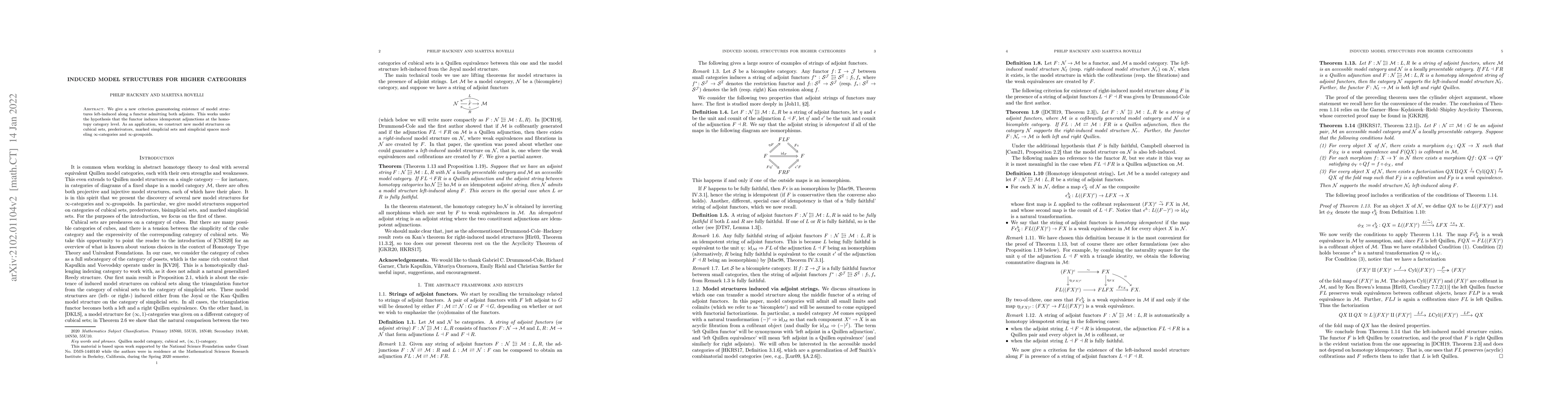 Thumbnail for Induced model structures for higher categories