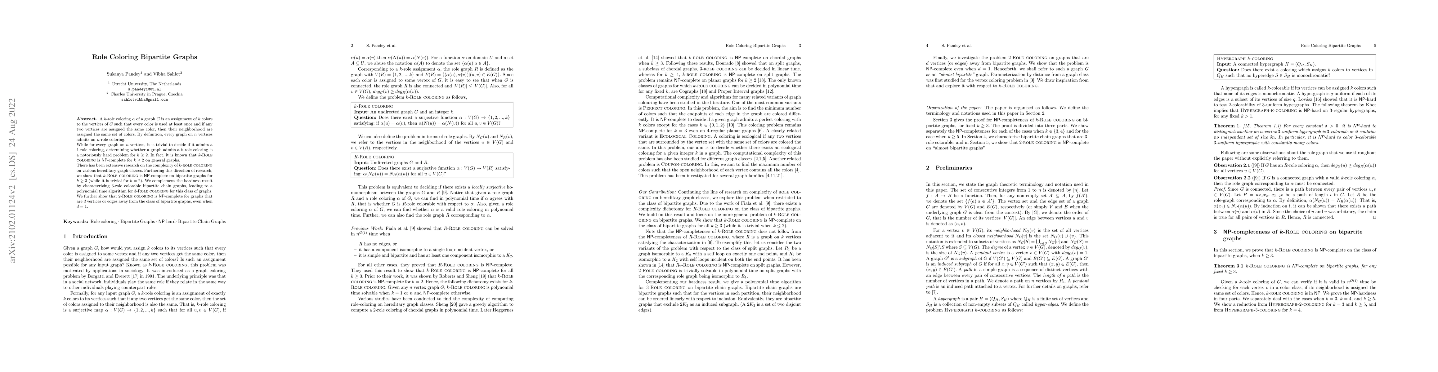 Thumbnail for Role Coloring Bipartite Graphs