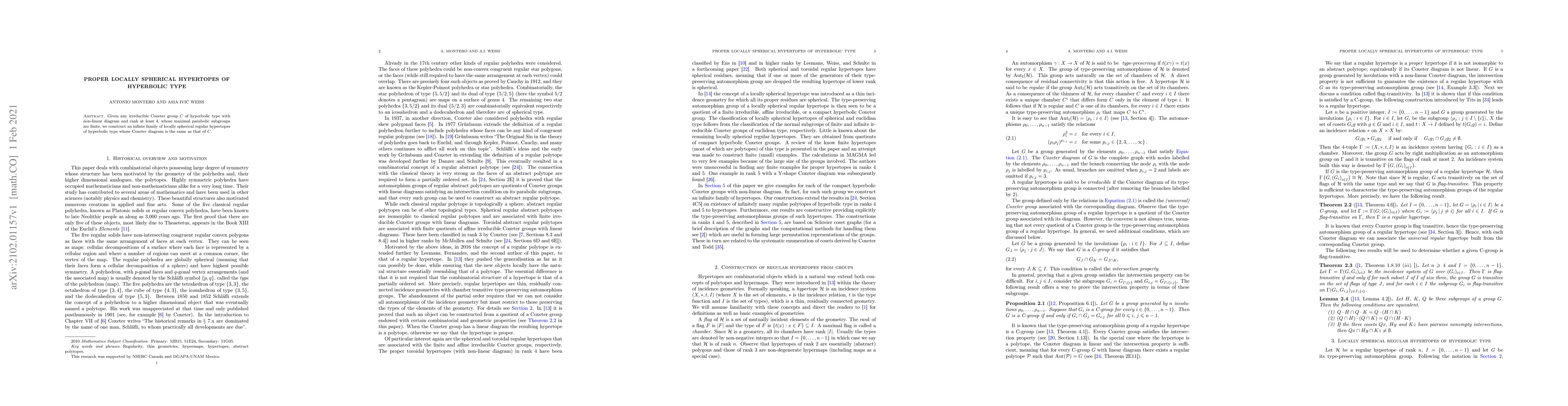 Thumbnail for Proper locally spherical hypertopes of hyperbolic type