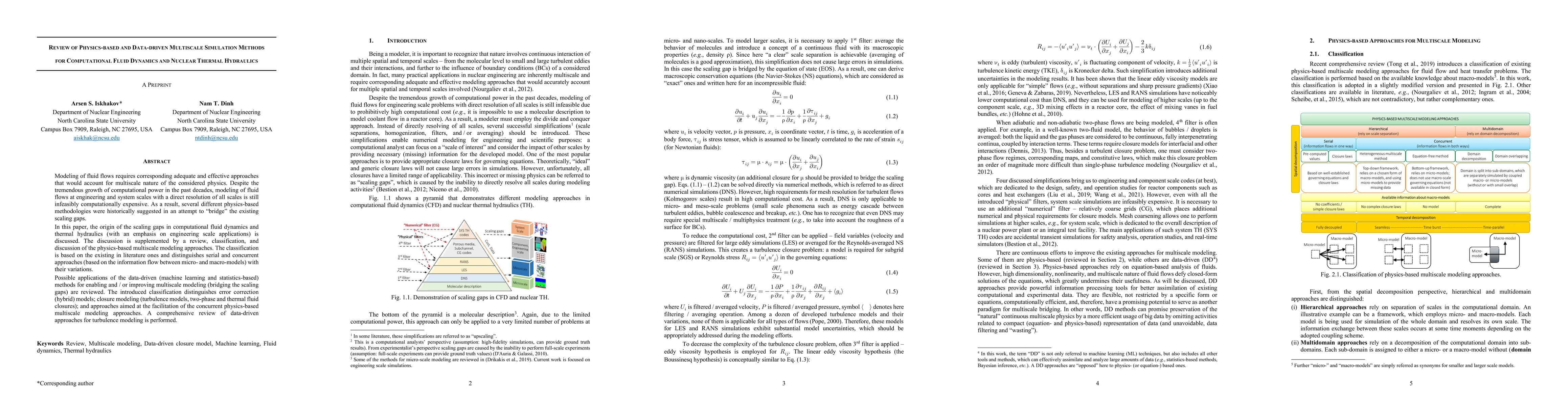 Thumbnail for Review of Physics-based and Data-driven Multiscale Simulation Methods
  for Computational Fluid Dynamics and Nuclear Thermal Hydraulics