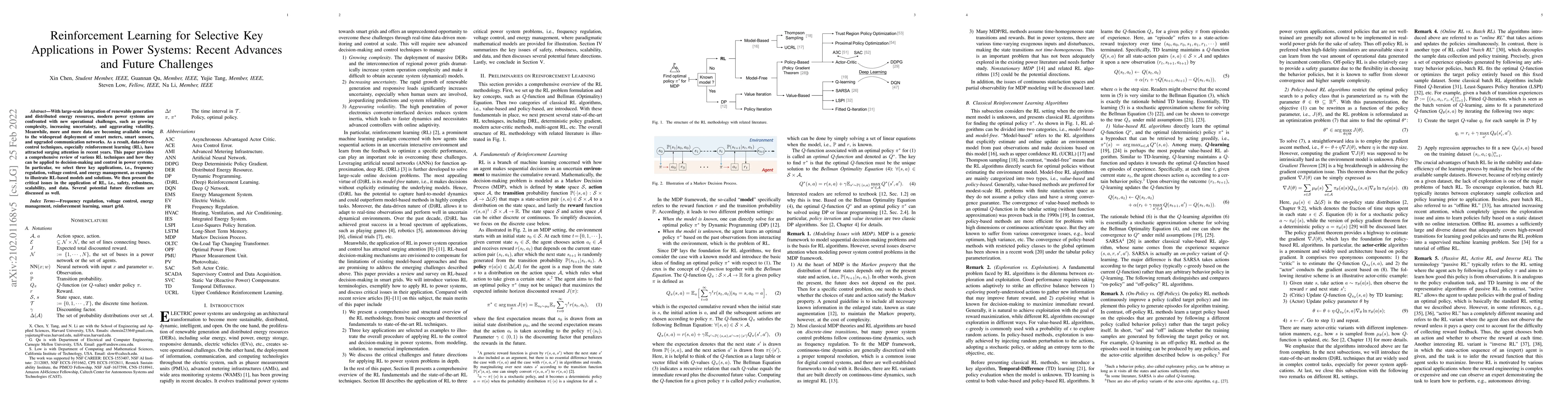 Thumbnail for Reinforcement Learning for Selective Key Applications in Power Systems:
  Recent Advances and Future Challenges