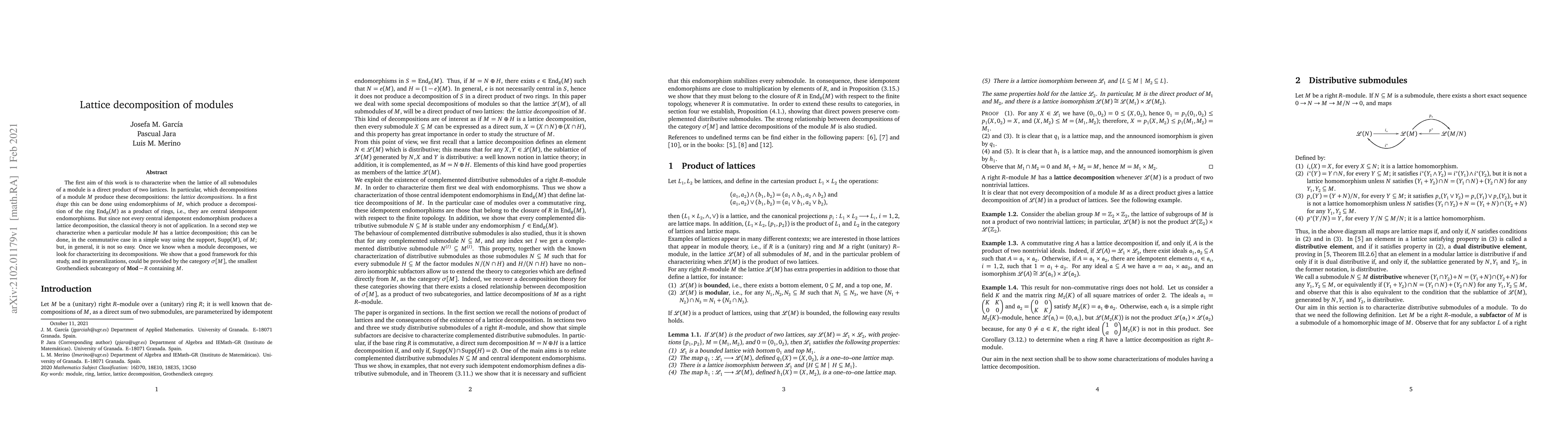 Thumbnail for Lattice decomposition of modules