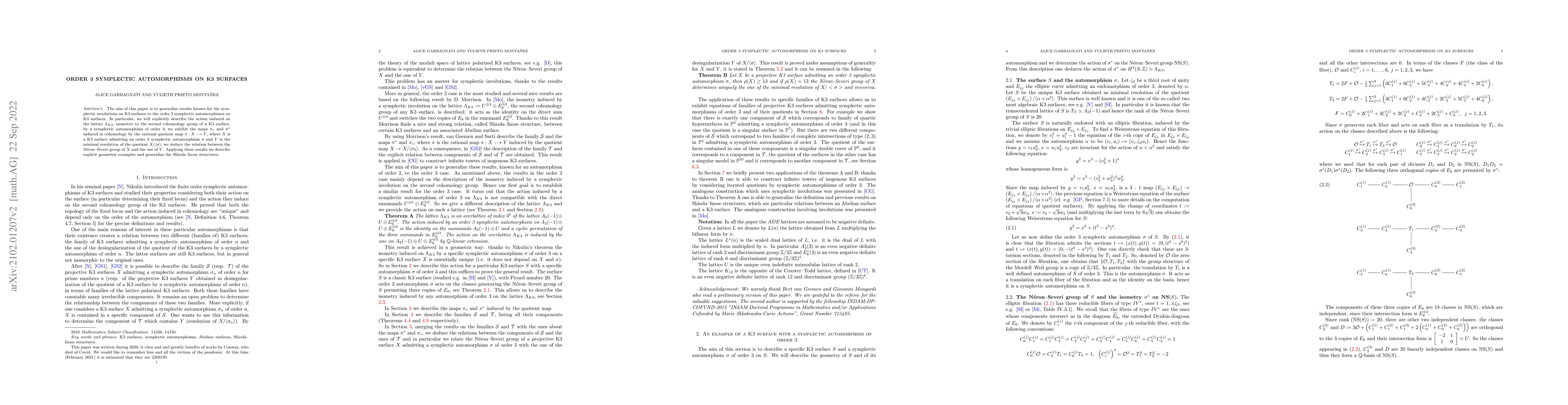 Thumbnail for Order 3 symplectic automorphisms on K3 surfaces