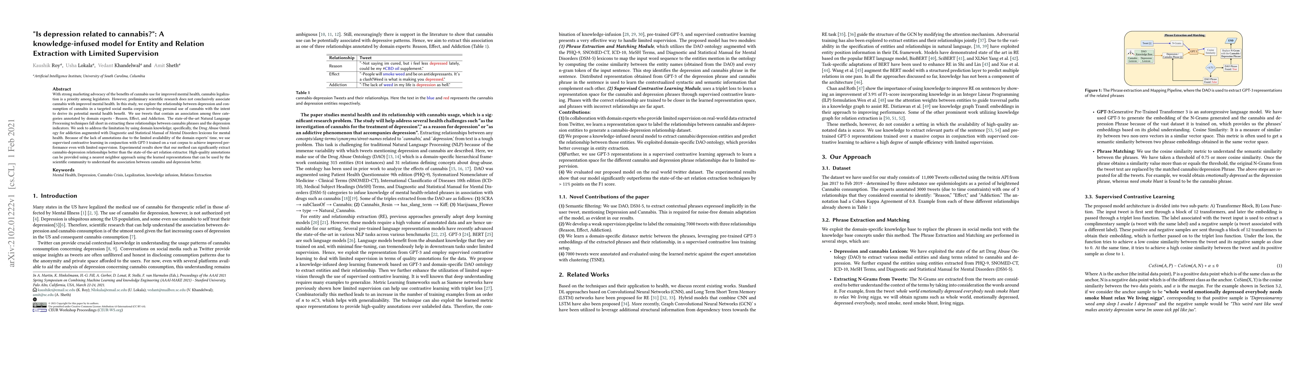 Thumbnail for "Is depression related to cannabis?": A knowledge-infused model for
  Entity and Relation Extraction with Limited Supervision