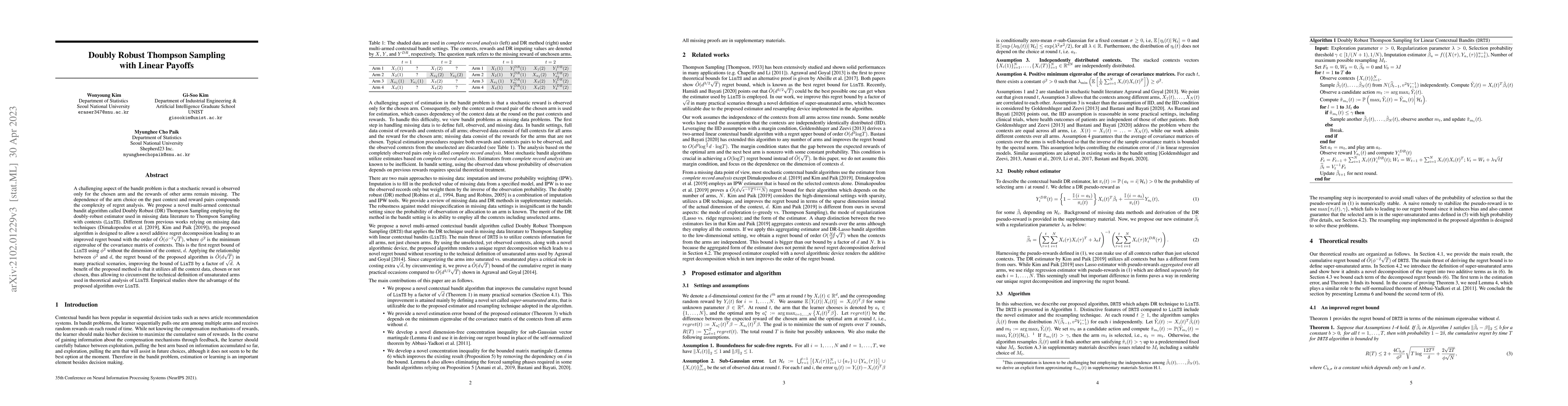 Thumbnail for Doubly robust Thompson sampling for linear payoffs
