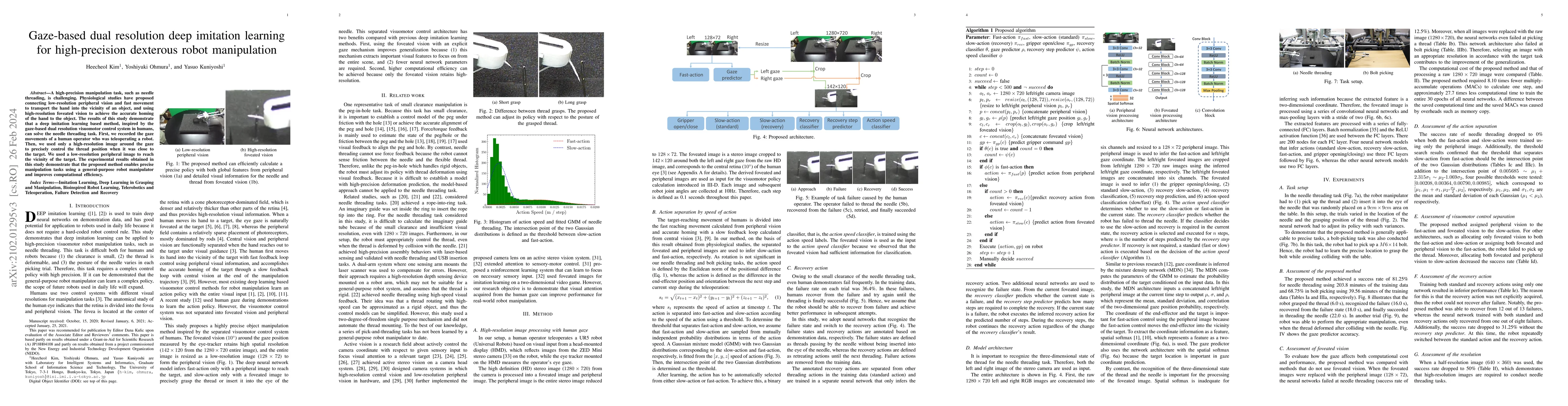 Thumbnail for Gaze-based dual resolution deep imitation learning for high-precision
  dexterous robot manipulation
