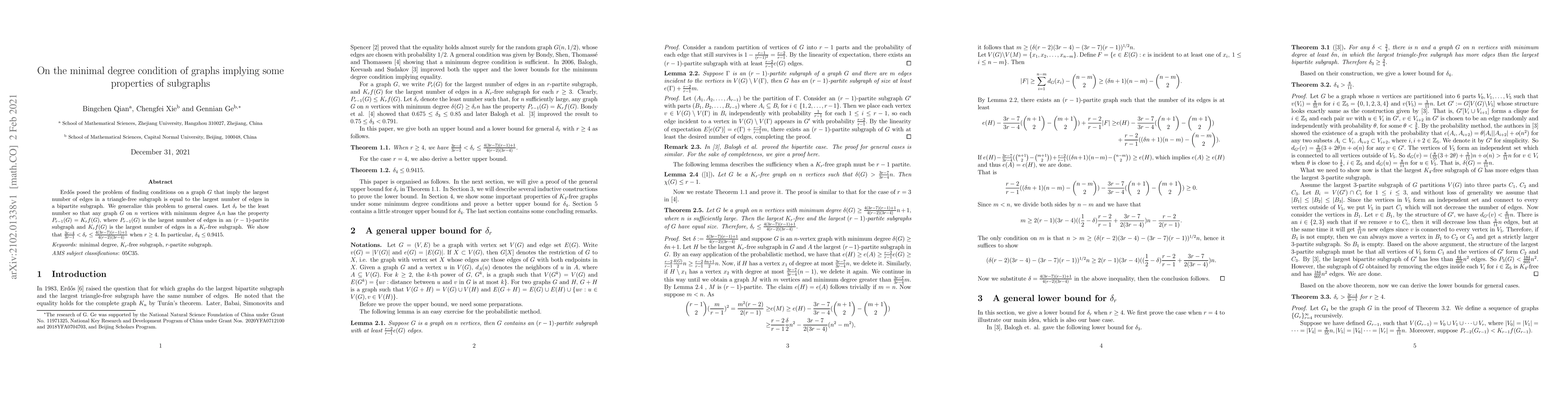 Thumbnail for On the minimal degree condition of graphs implying some properties of
  subgraphs