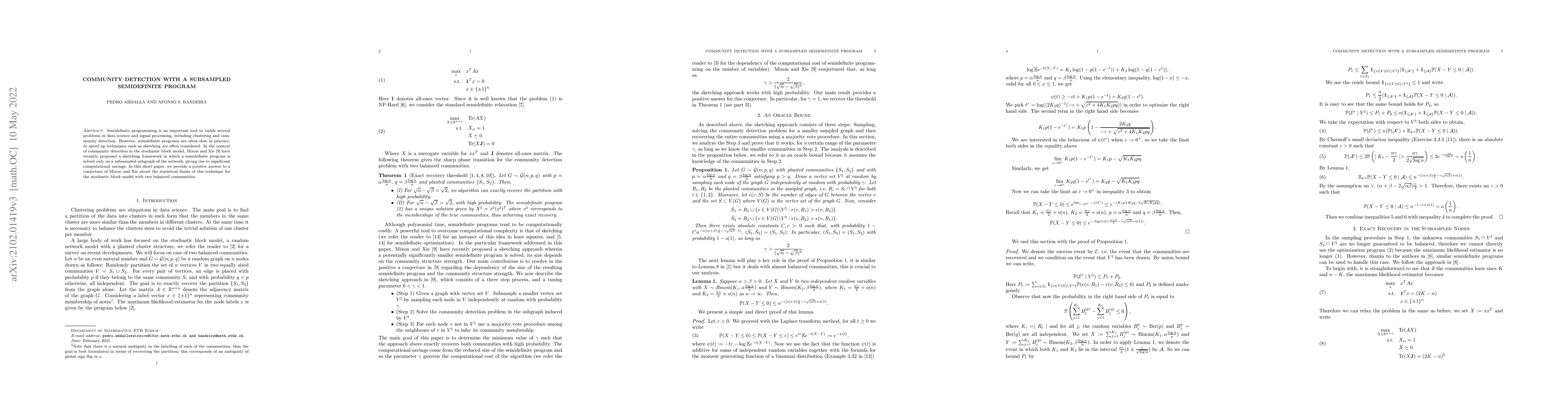 Thumbnail for Community Detection with a Subsampled Semidefinite Program