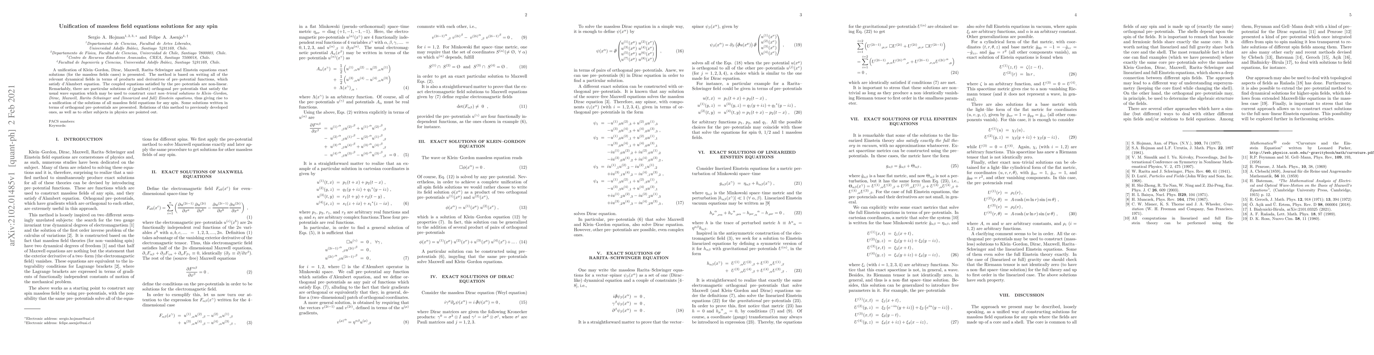 Thumbnail for Unification of massless field equations solutions for any spin