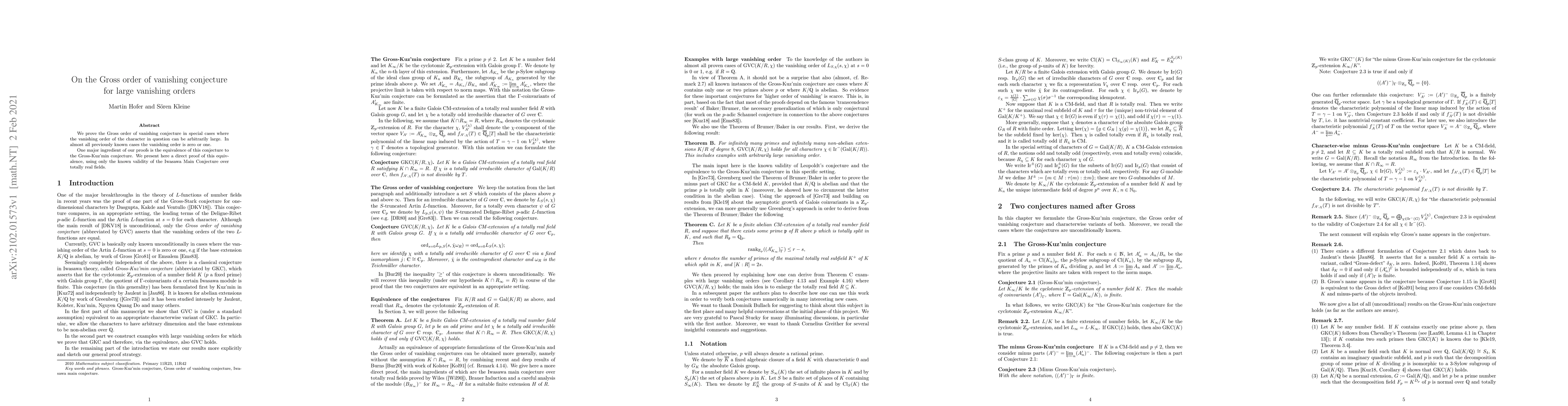 Thumbnail for On the Gross order of vanishing conjecture for large vanishing orders