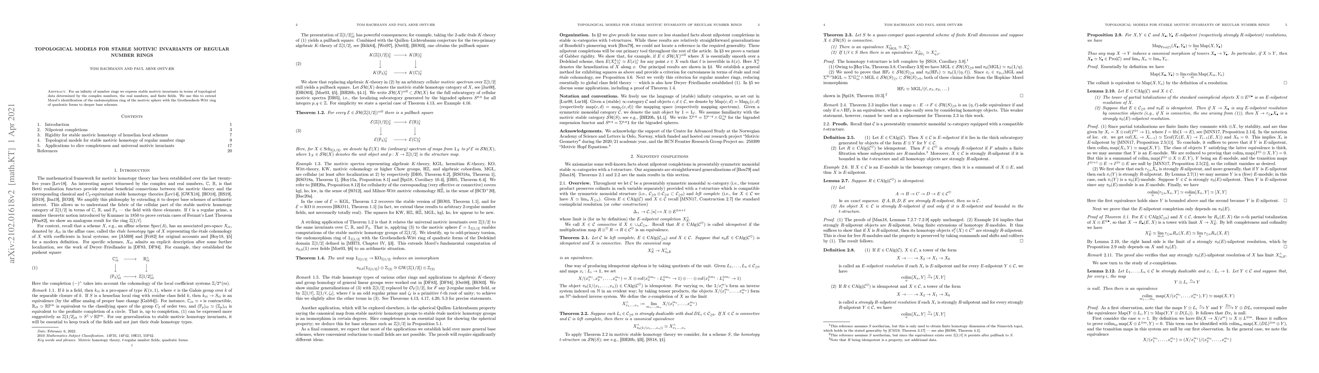 Thumbnail for Topological models for stable motivic invariants of regular number rings