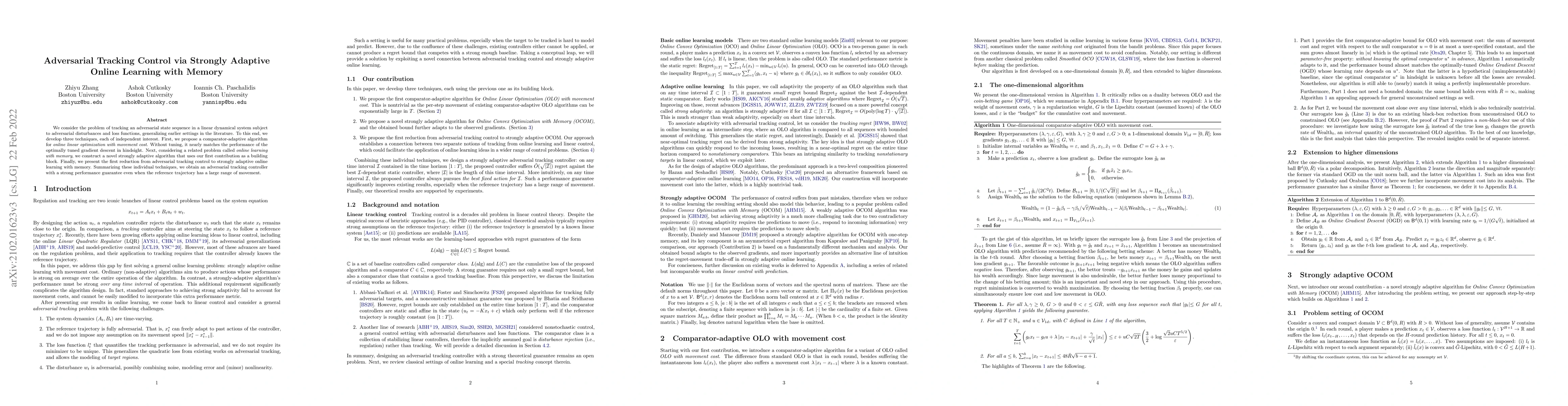 Thumbnail for Adversarial Tracking Control via Strongly Adaptive Online Learning with
  Memory