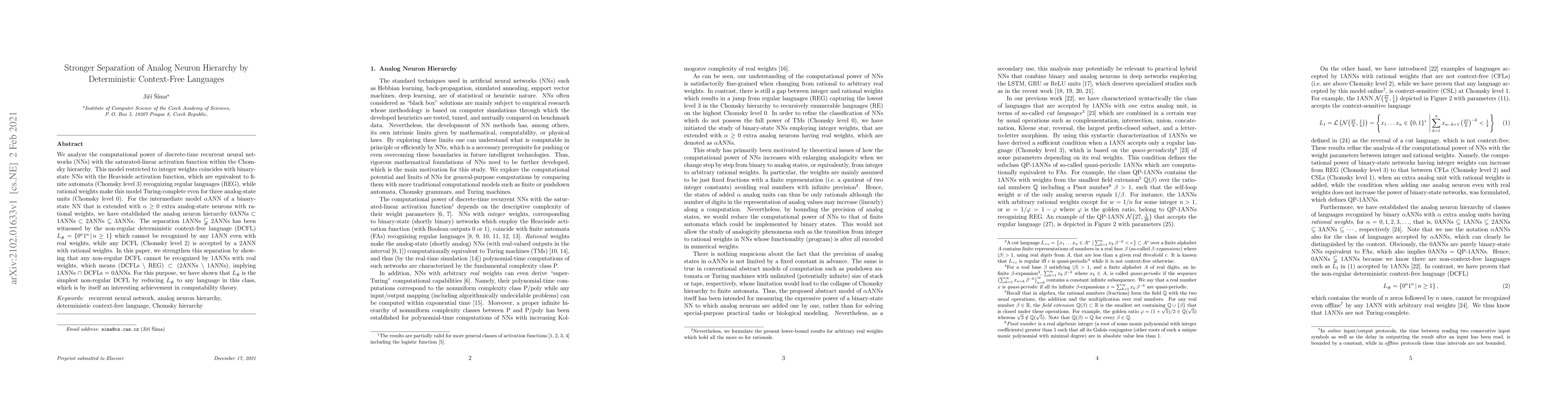 Thumbnail for Stronger Separation of Analog Neuron Hierarchy by Deterministic
  Context-Free Languages