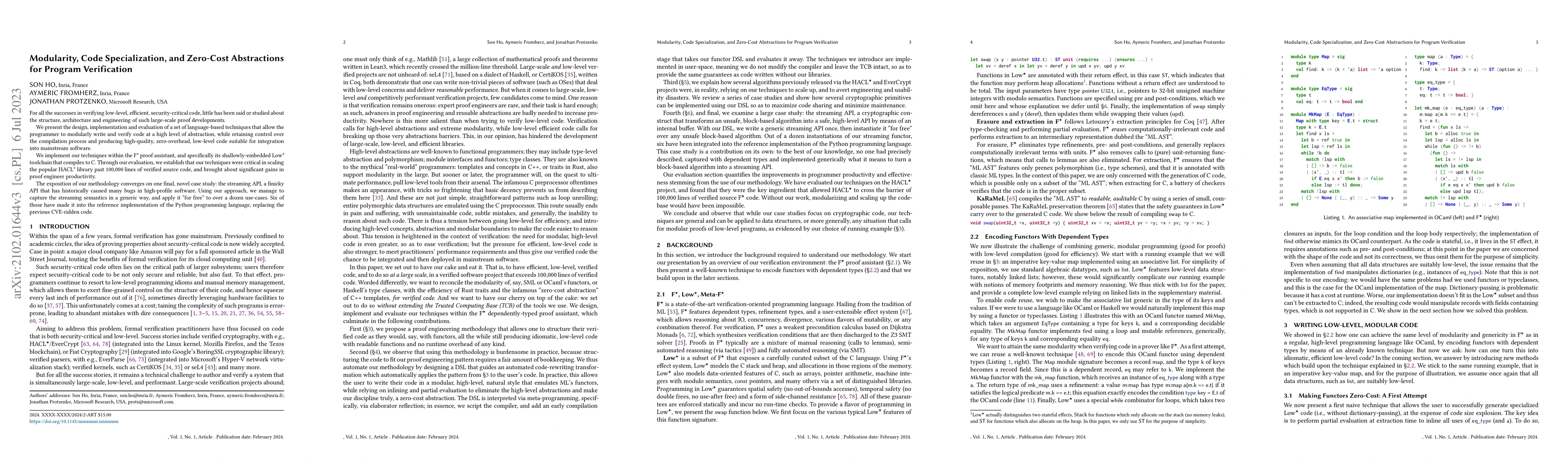 Thumbnail for Modularity, Code Specialization, and Zero-Cost Abstractions for Program
  Verification