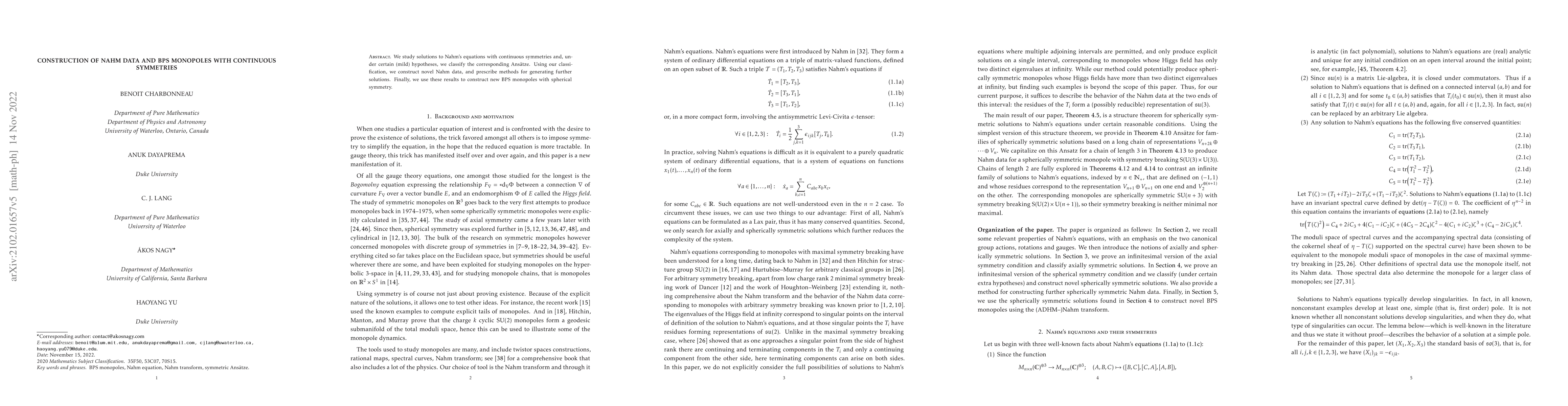 Thumbnail for Construction of Nahm data and BPS monopoles with continuous symmetries