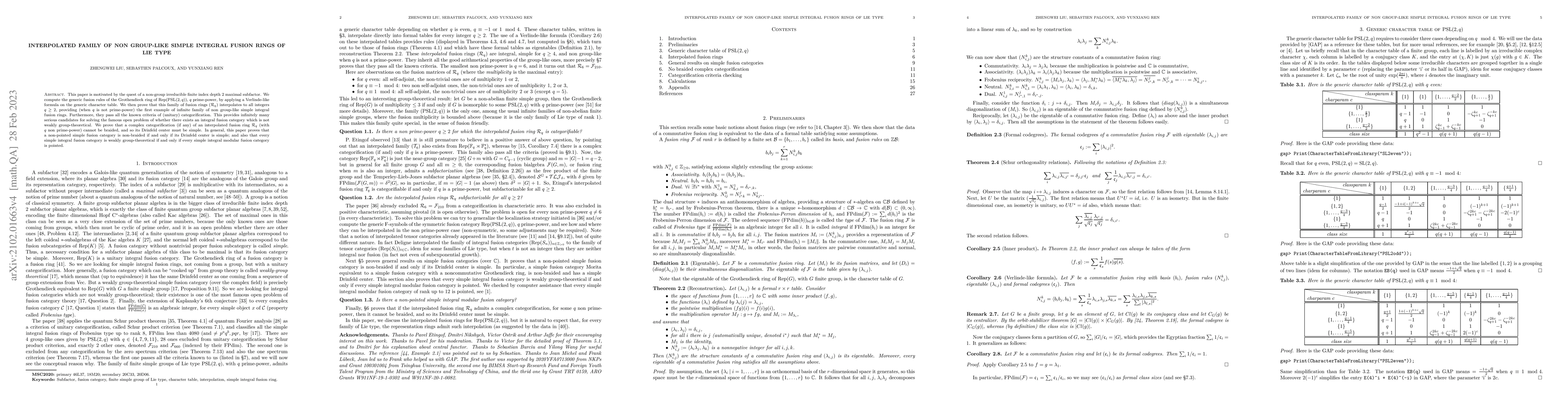Thumbnail for Interpolated family of non group-like simple integral fusion rings of
  Lie type