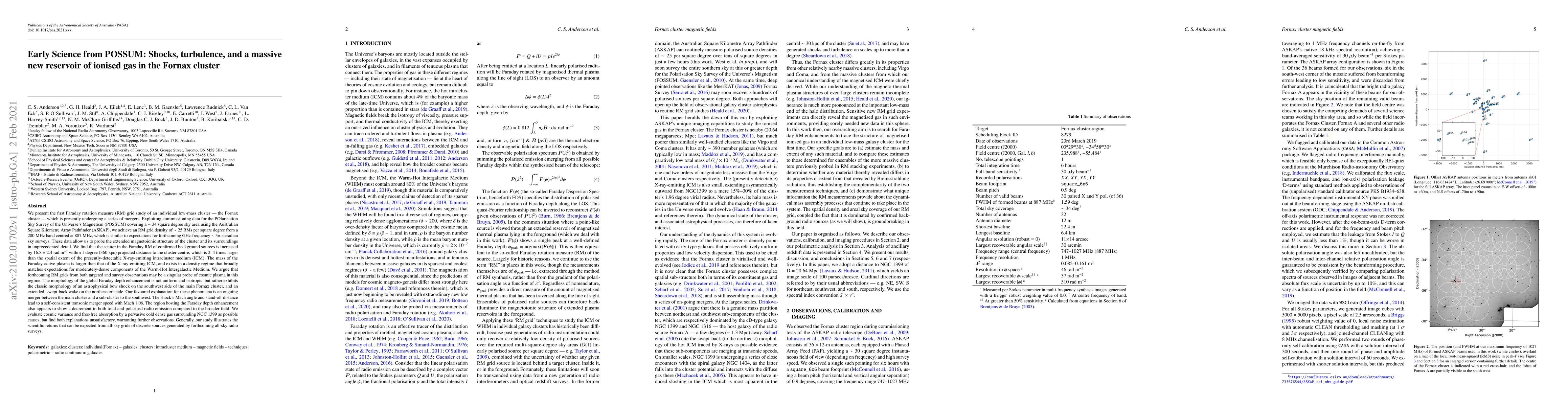 Thumbnail for Early Science from POSSUM: Shocks, turbulence, and a massive new
  reservoir of ionised gas in the Fornax cluster