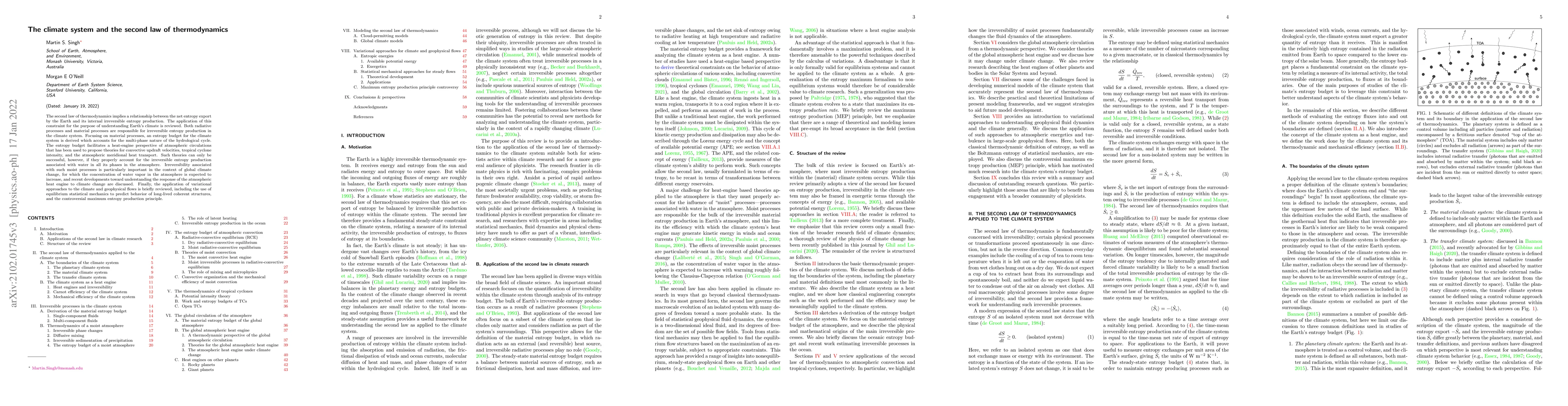 Thumbnail for The climate system and the second law of thermodynamics