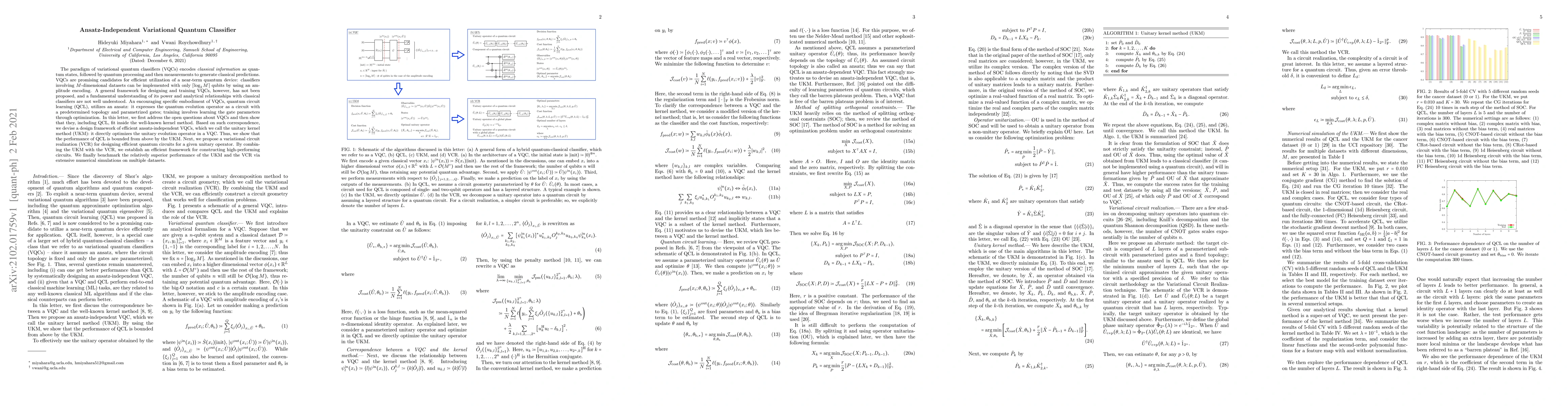 Thumbnail for Ansatz-Independent Variational Quantum Classifier