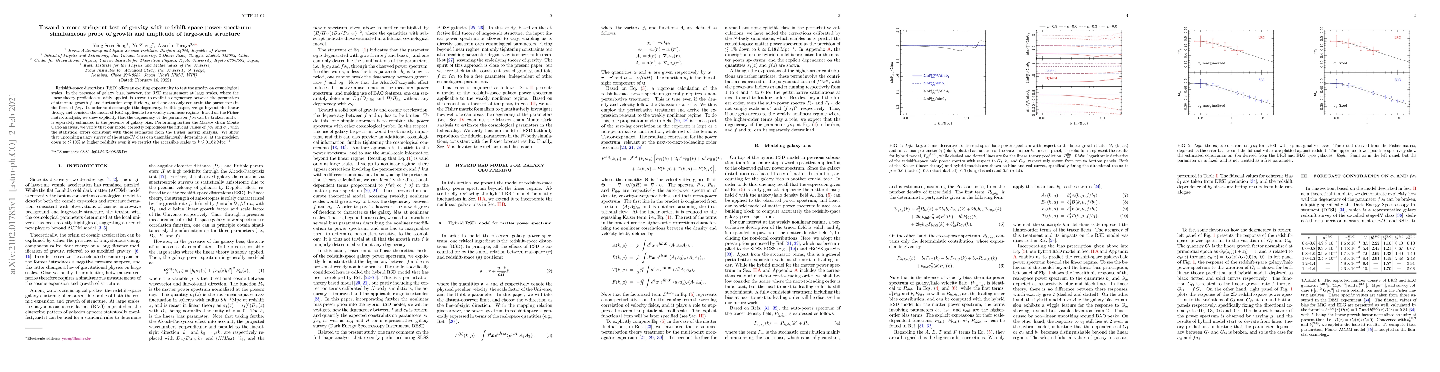 Thumbnail for Toward a more stringent test of gravity with redshift space power
  spectrum: simultaneous probe of growth and amplitude of large-scale structure
