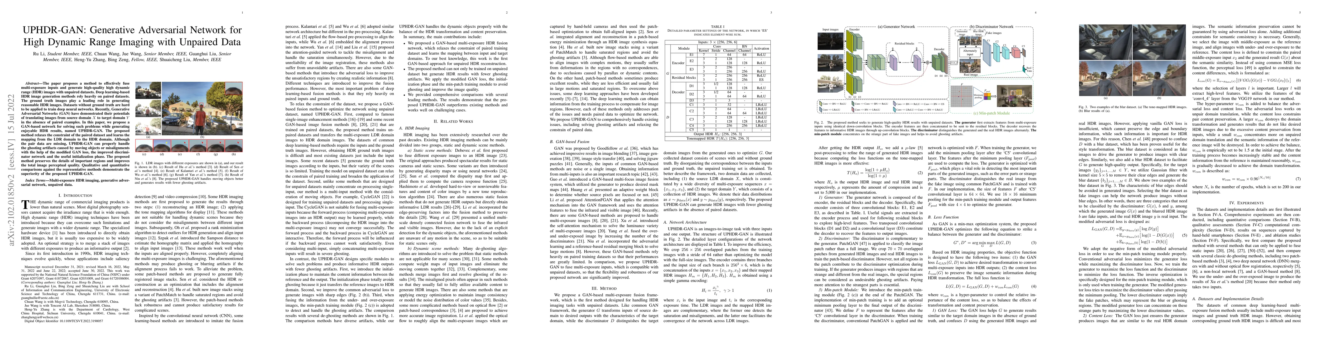 Thumbnail for UPHDR-GAN: Generative Adversarial Network for High Dynamic Range Imaging
  with Unpaired Data