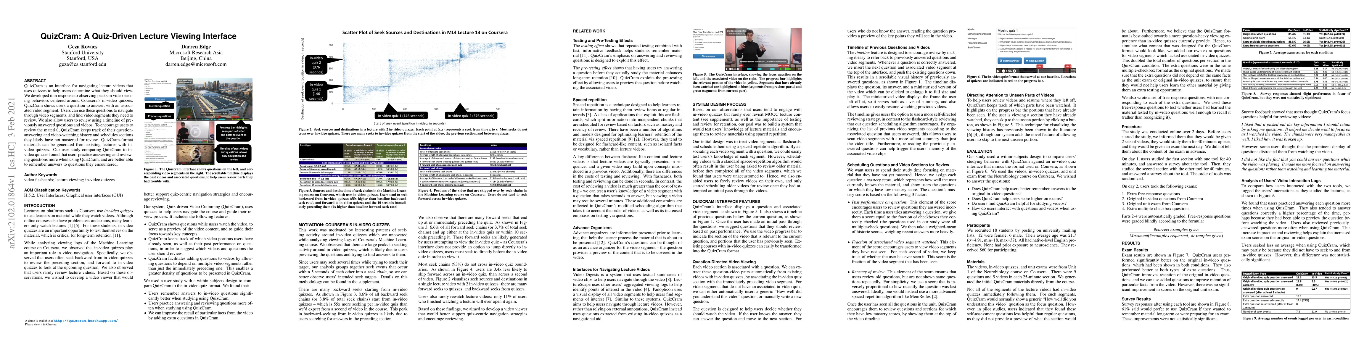 Thumbnail for QuizCram: A Quiz-Driven Lecture Viewing Interface