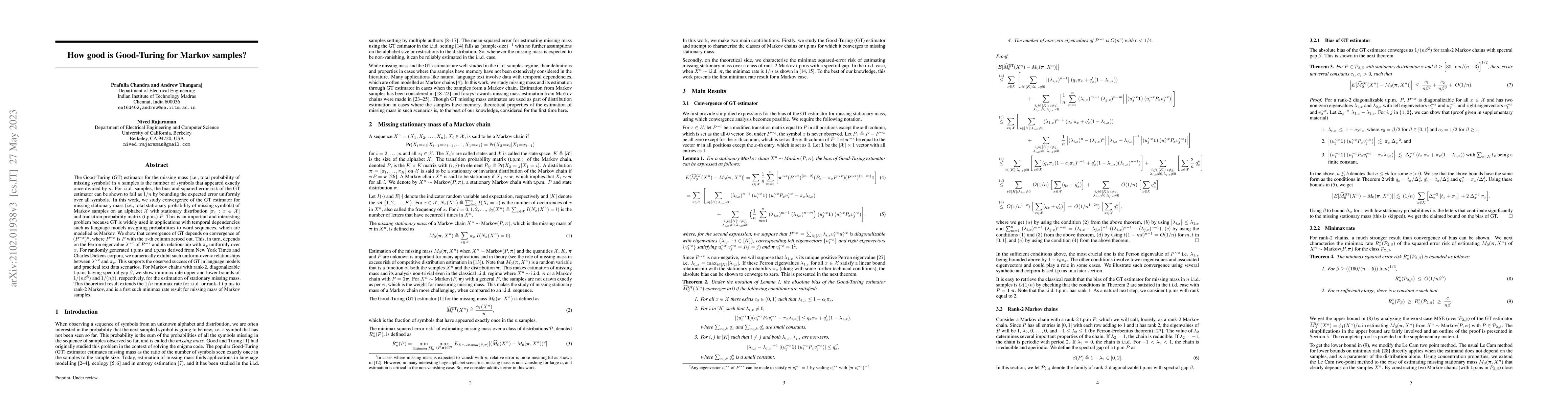 Thumbnail for How good is Good-Turing for Markov samples?