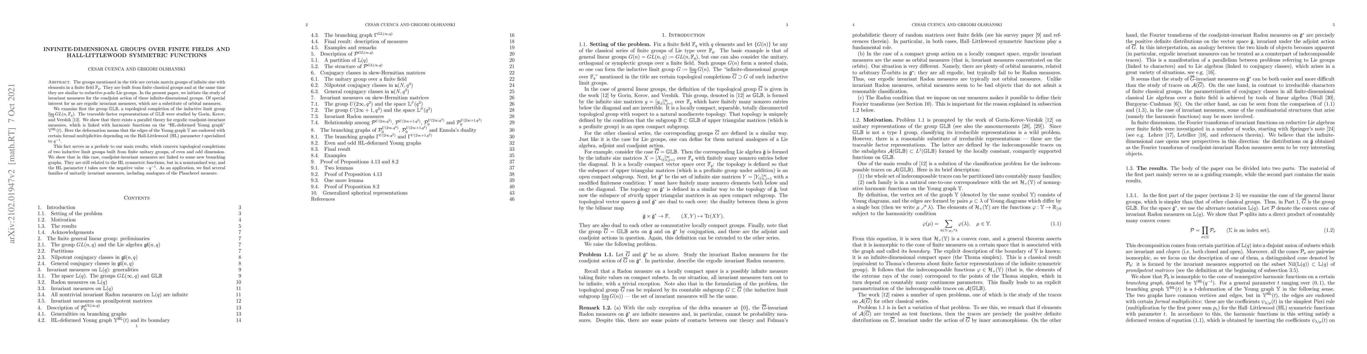 Thumbnail for Infinite-dimensional groups over finite fields and Hall-Littlewood
  symmetric functions