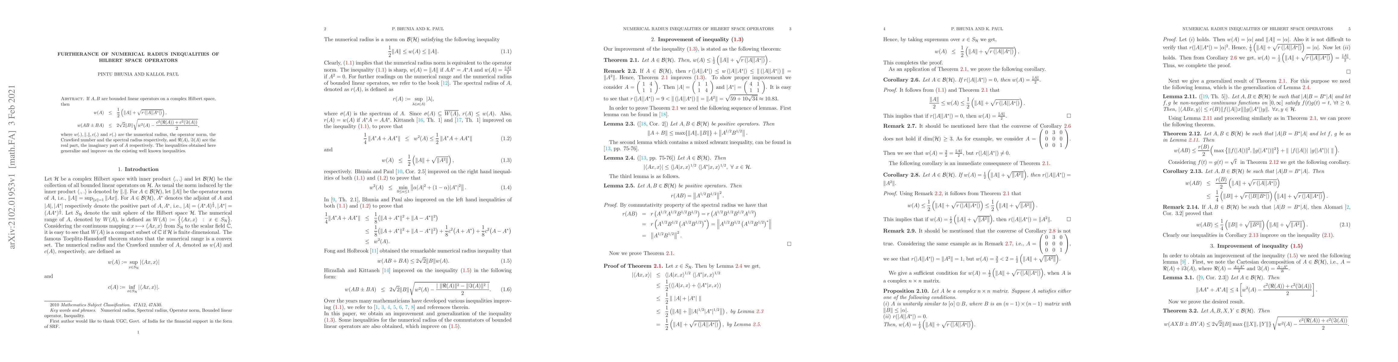 Thumbnail for Furtherance of Numerical radius inequalities of Hilbert space operators