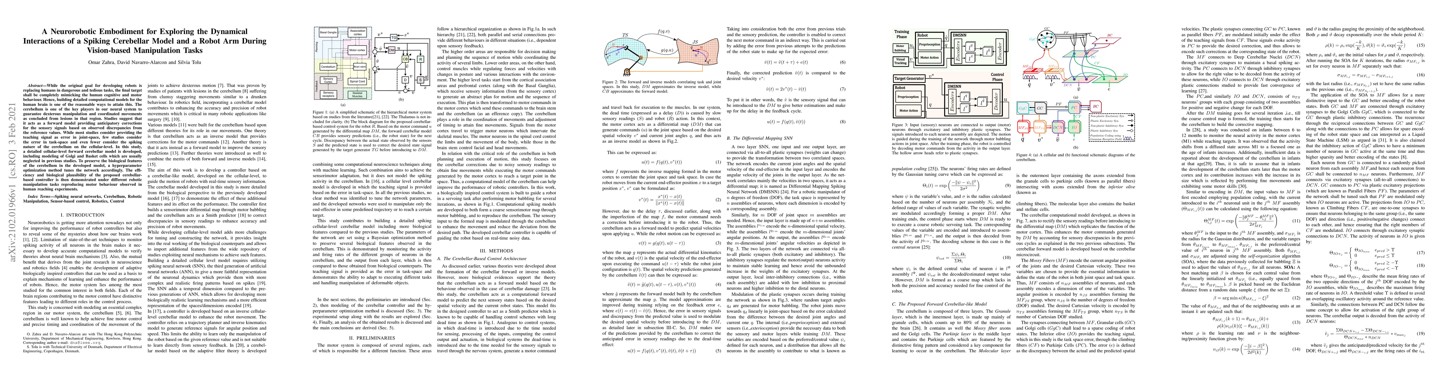 Thumbnail for A Neurorobotic Embodiment for Exploring the Dynamical Interactions of a
  Spiking Cerebellar Model and a Robot Arm During Vision-based Manipulation
  Tasks