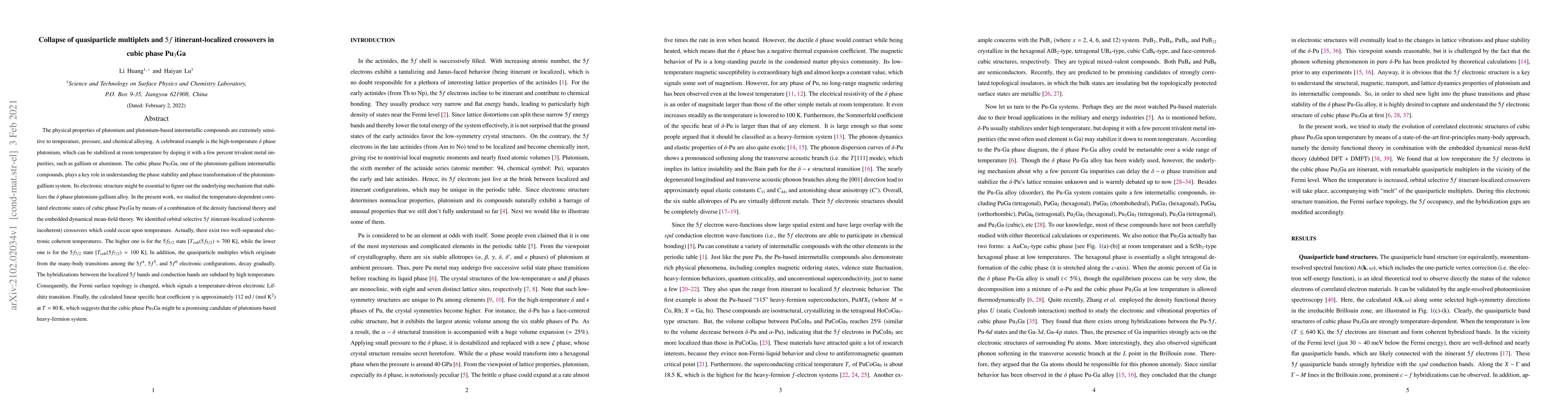 Thumbnail for Collapse of quasiparticle multiplets and $5f$ itinerant-localized
  crossovers in cubic phase Pu$_{3}$Ga