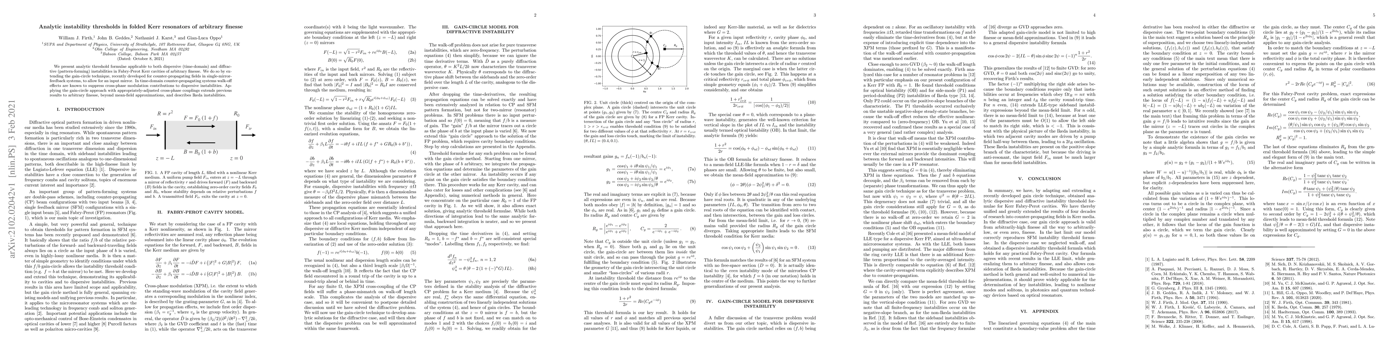Thumbnail for Analytic instability thresholds in folded Kerr resonators of arbitrary
  finesse