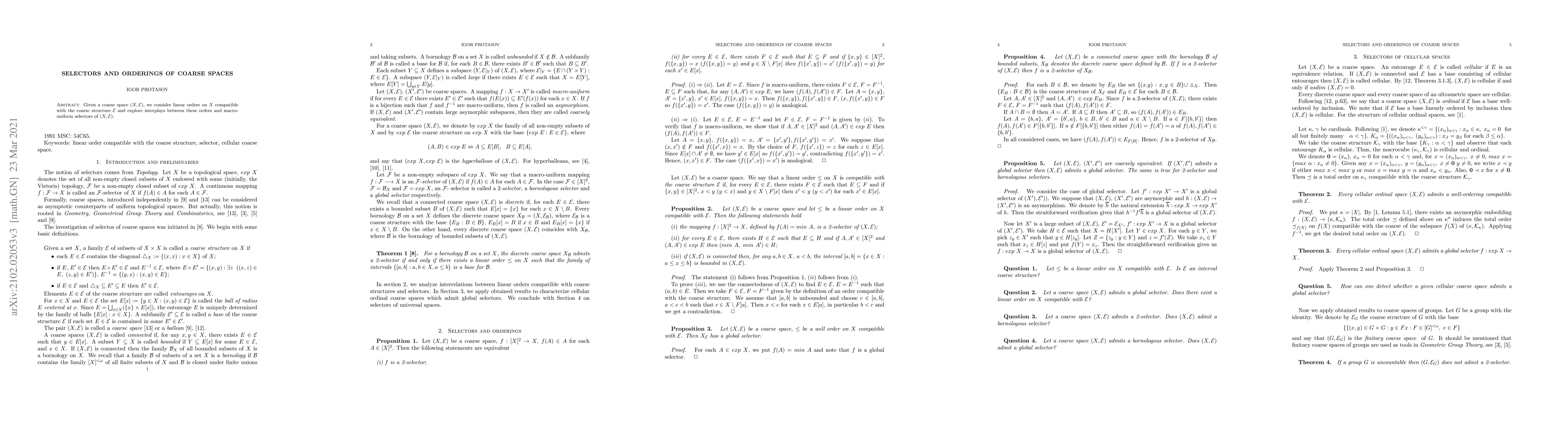 Thumbnail for Selectors and orderings of coarse spaces