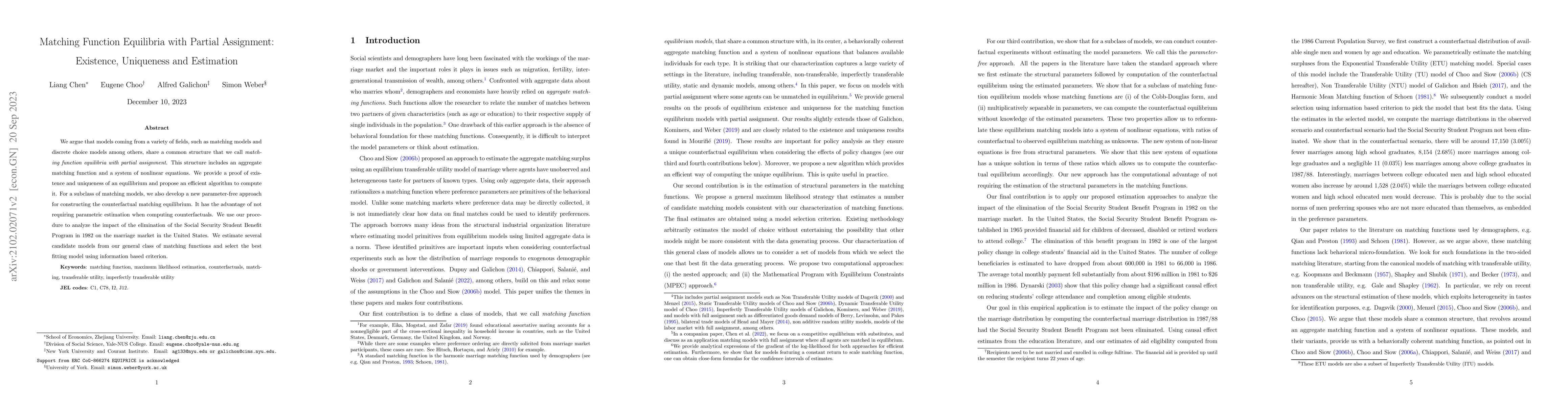 Thumbnail for Matching Function Equilibria with Partial Assignment: Existence,
  Uniqueness and Estimation