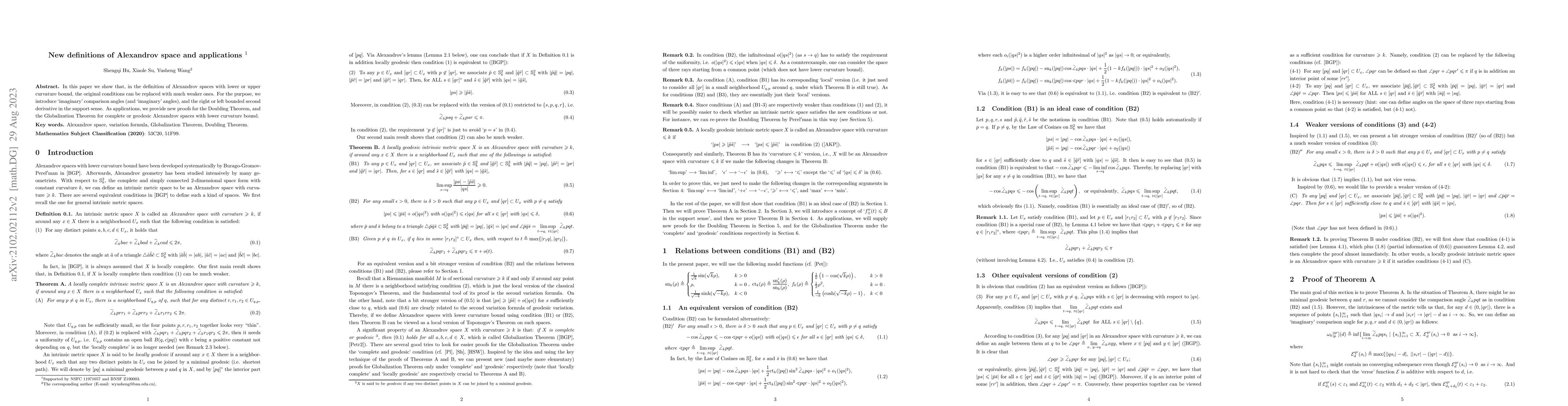 Thumbnail for New definitions of Alexandrov space and applications