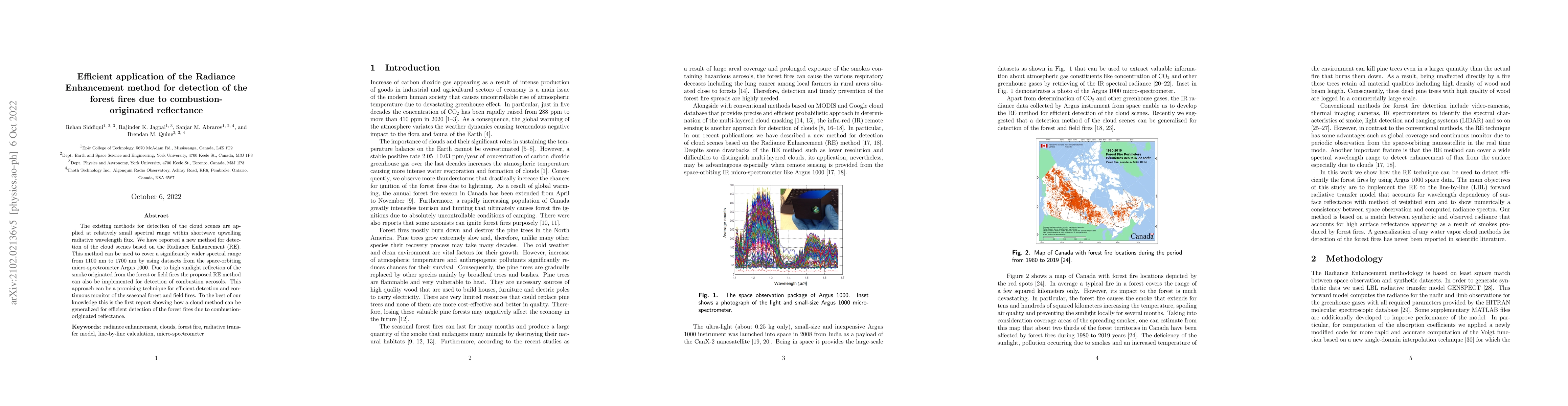 Thumbnail for Efficient application of the Radiance Enhancement method for detection
  of the forest fires due to combustion-originated reflectance