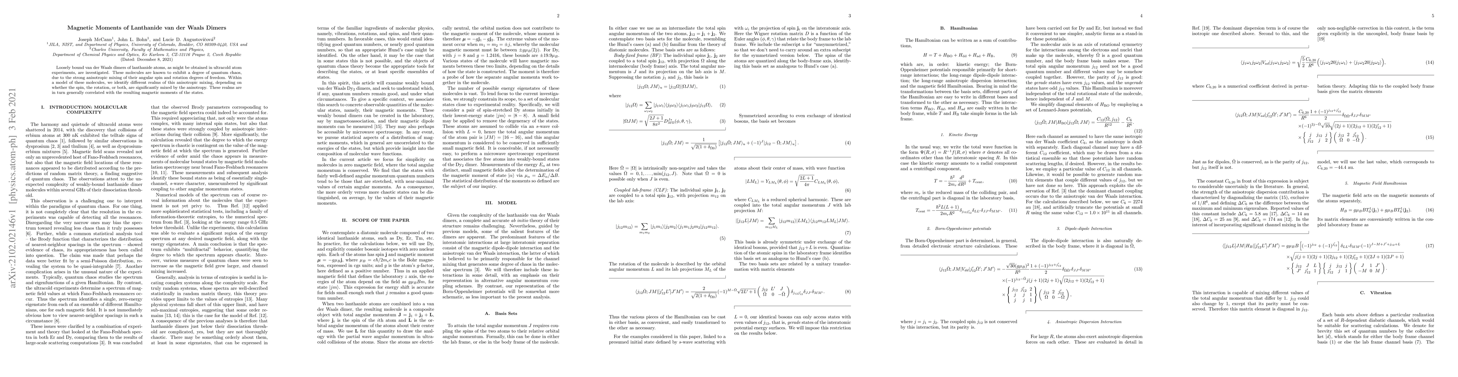 Thumbnail for Magnetic Moments of Lanthanide van der Waals Dimers