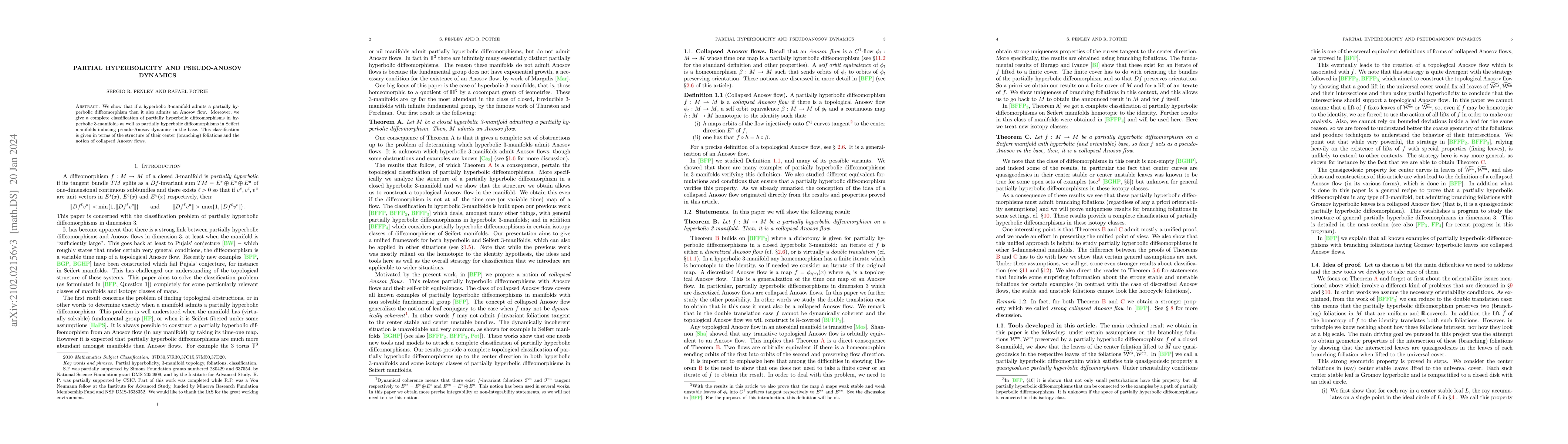 Thumbnail for Partial hyperbolicity and pseudo-Anosov dynamics
